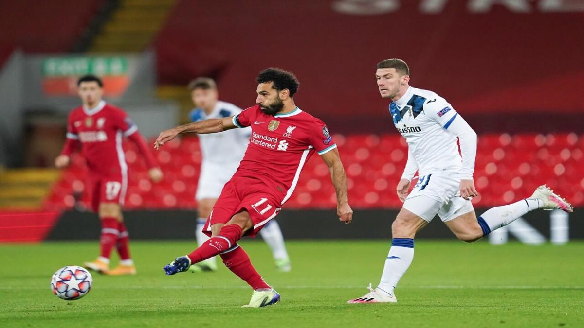 Mo Salah playing for Liverpool